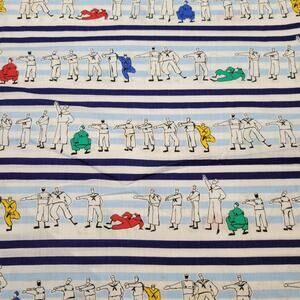 Vintage Cranston Nautical Sailors Fabric 2 Yards x 58" Cotton USA Print Striped